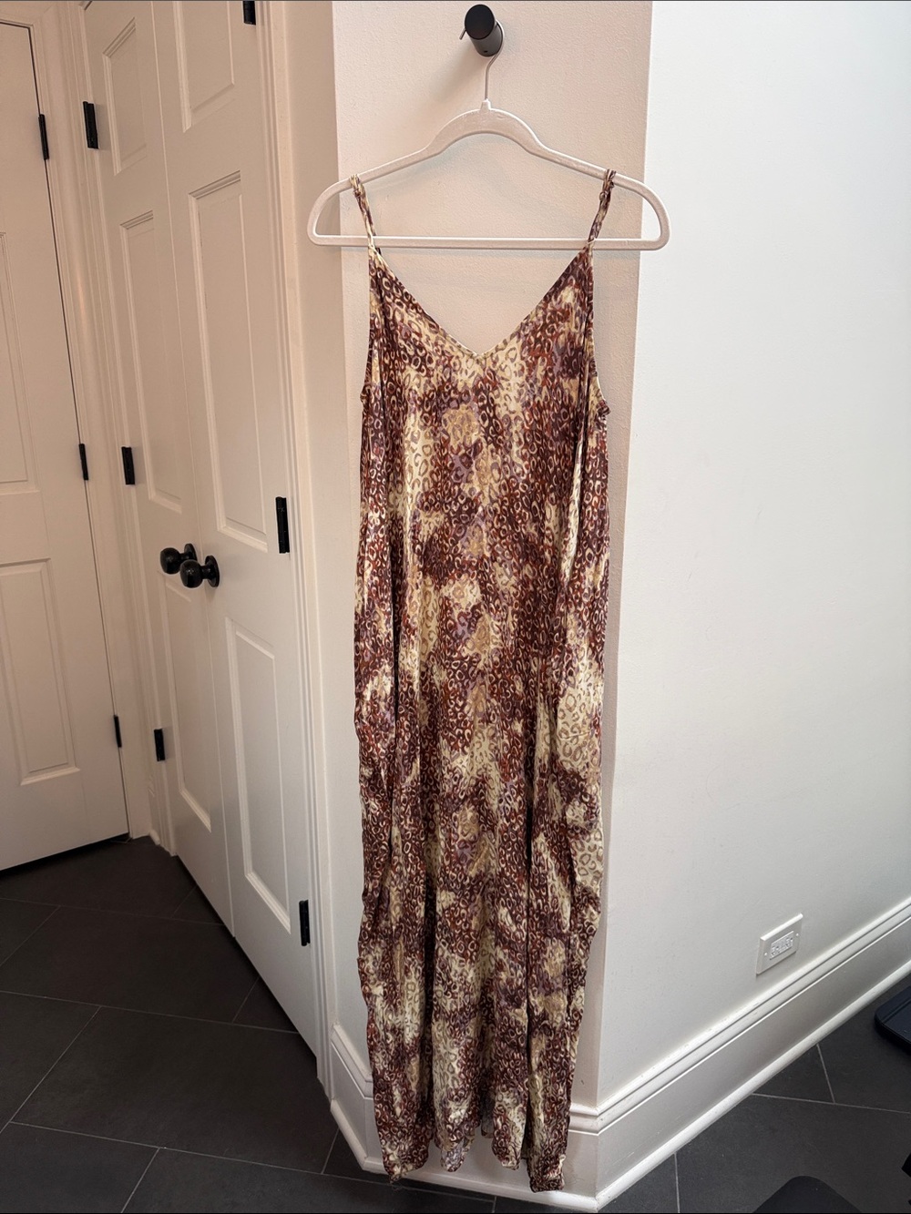 lovestitch Brown and Cream Patterned Slip Maxi Dress